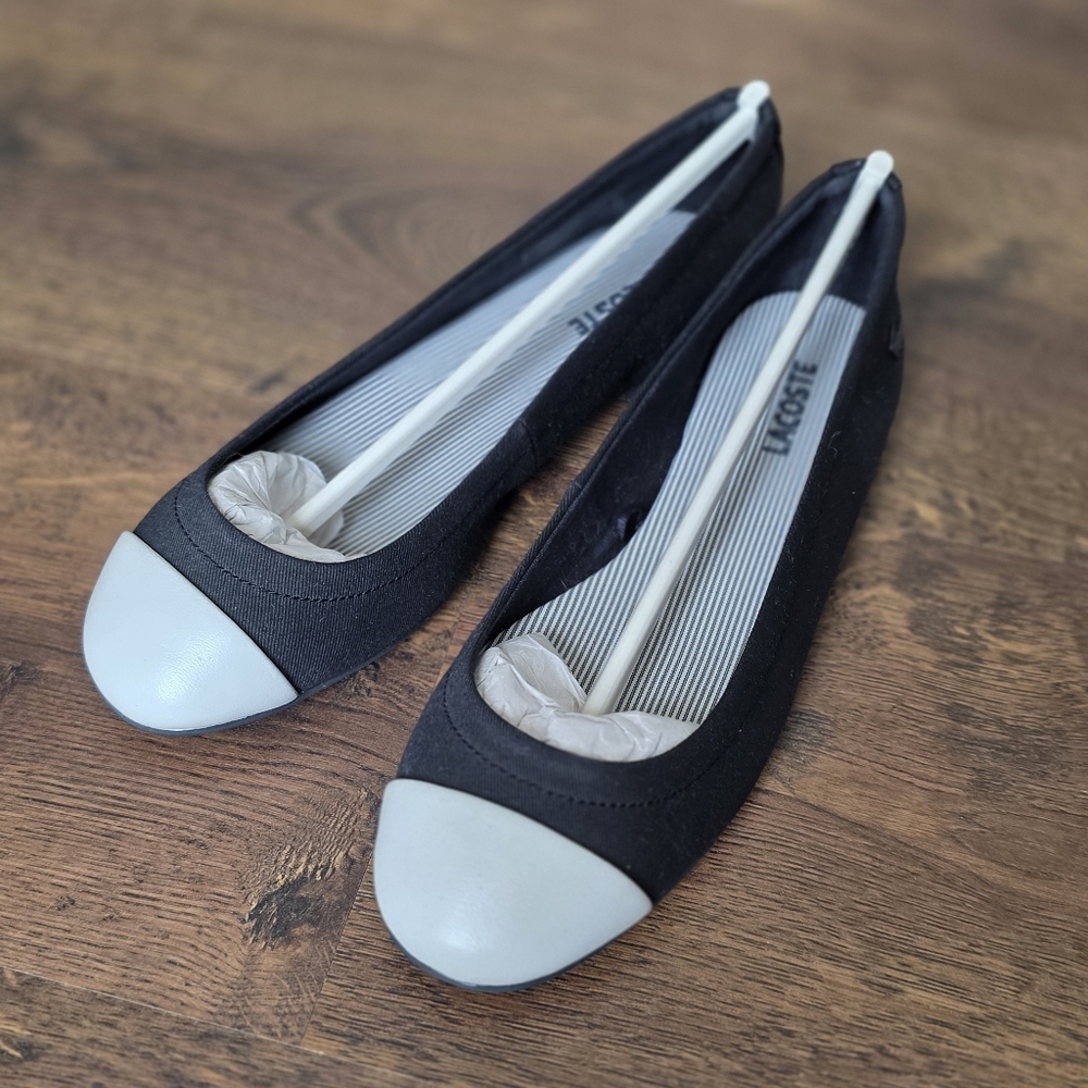 Lacoste Black and White Loafers Minimalist Flats